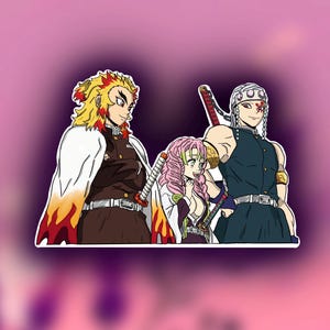 Niedliche wasserfester Anime Trio Aufkleber — Mitsuri, Tengen und Rengoku!
