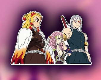 Waterproof Anime Trio Sticker – Demon Slayer Characters (Tengen, Rengoku, Mitsuri)
