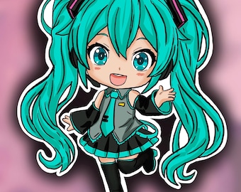 Adesivo/decalcomania impermeabile di Hatsune Miku in versione chibi!