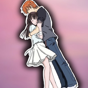 Kyo and Tohru from Fruits basket hugging, cute anime moments, Waterproof sticker!