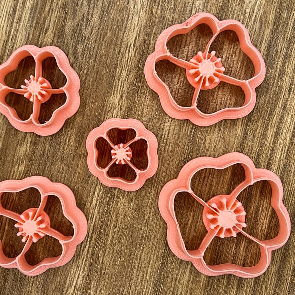 Poppy flower cutter, clay cutter, spring cutter, embossed poppy cutter, polymer clay tool, flower cutter