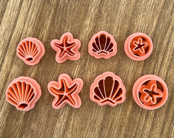 Sea stud cutter, clay cutter, summer cutter, embossed seashell cutter, polymer clay tool, sea star cutter, stud cutters