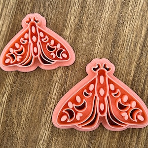 Boho moth cutter, clay cutter, butterfly cutter, embossed cutter, polymer clay tool, moth cutter, witchy cutter image 1