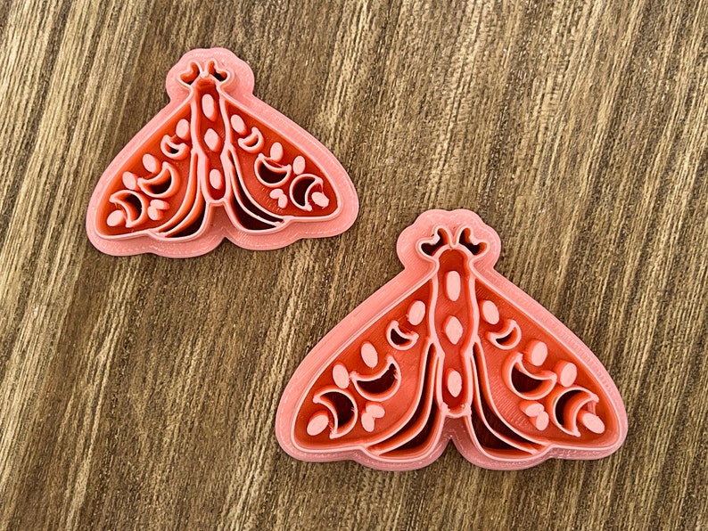 Boho moth cutter, clay cutter, butterfly cutter, embossed cutter, polymer clay tool, moth cutter, witchy cutter image 1