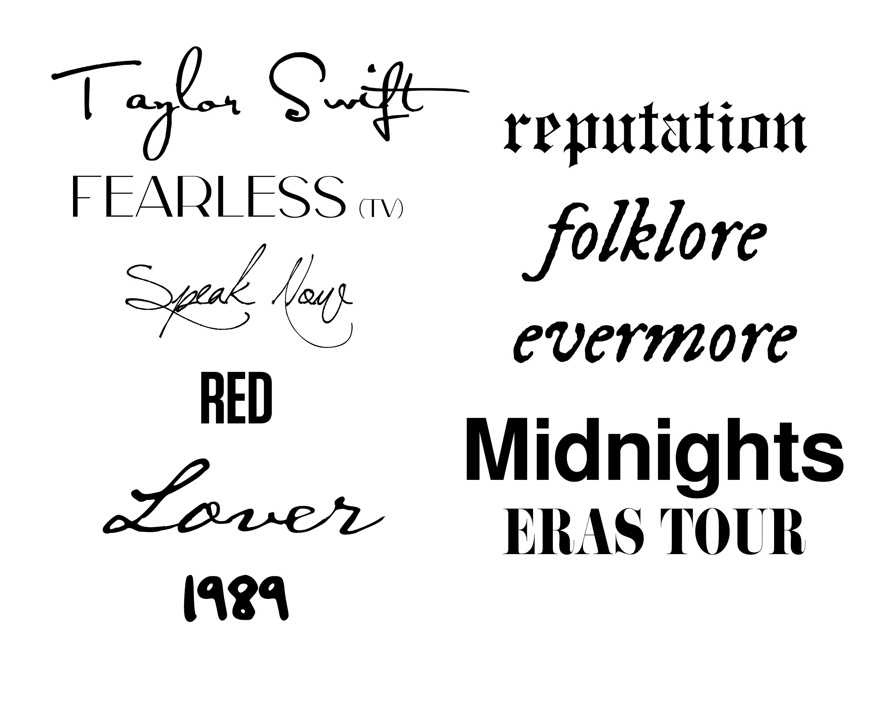 Taylor Swift Album Fonts In 2023 Taylor Swift Album, Taylor, 44 OFF