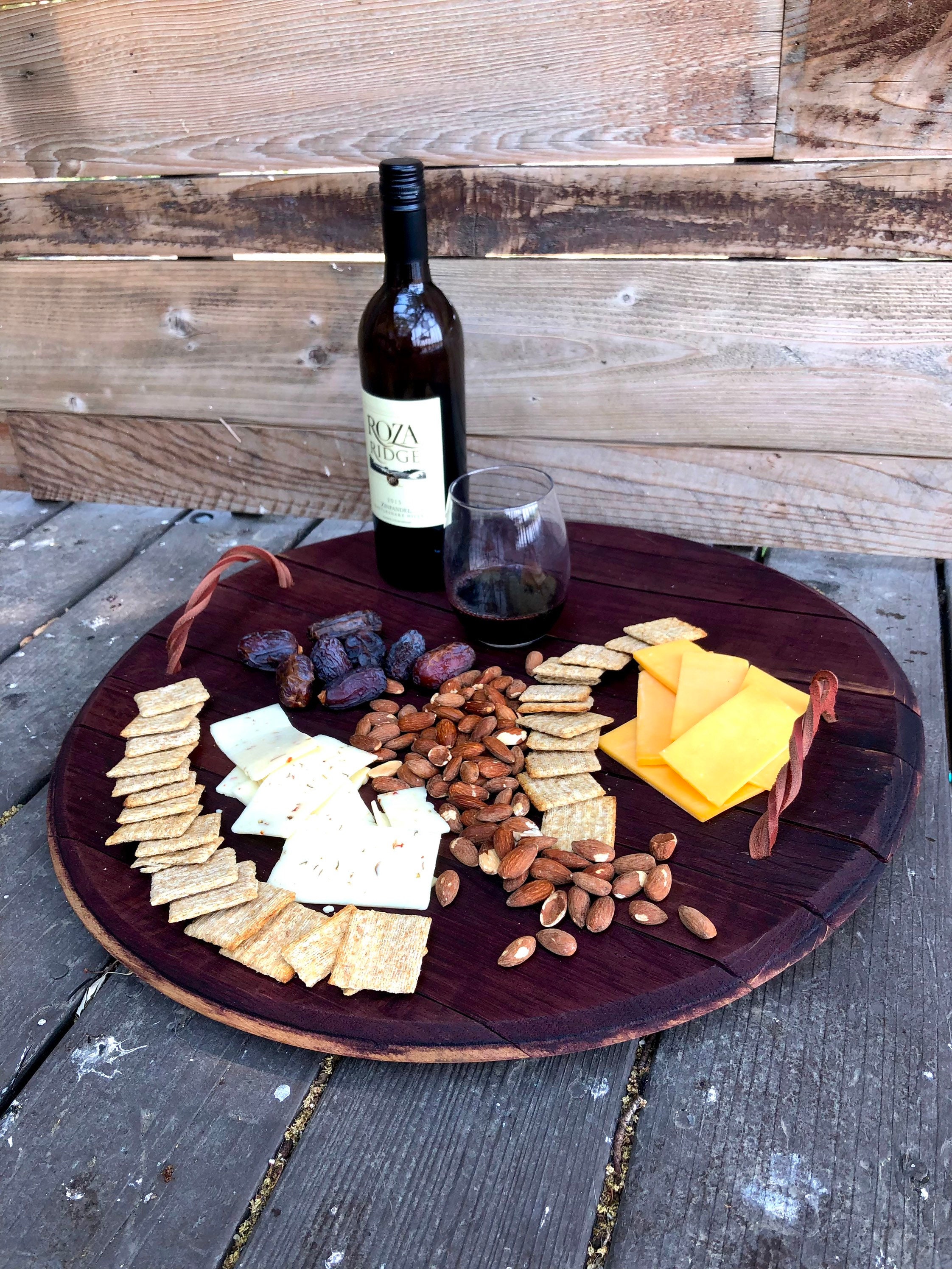 Wine barrel bottom charcuterie board Etsy
