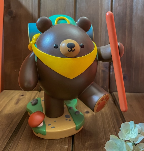Camping Bear Polyresin Figure | Camping Bear Toy | Brown Bear Artist Collectible Figurine