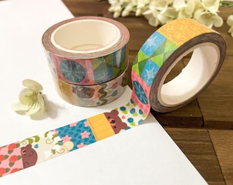 Laundry Bear Washi Tape | Cute Washi Tape | Quilt Washi Tape | Cute Scrapbooking Tape