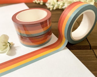 Retro Rainbow Washi Tape | Striped Washi Tape | Cute Washi Tape | Cute Scrapbooking