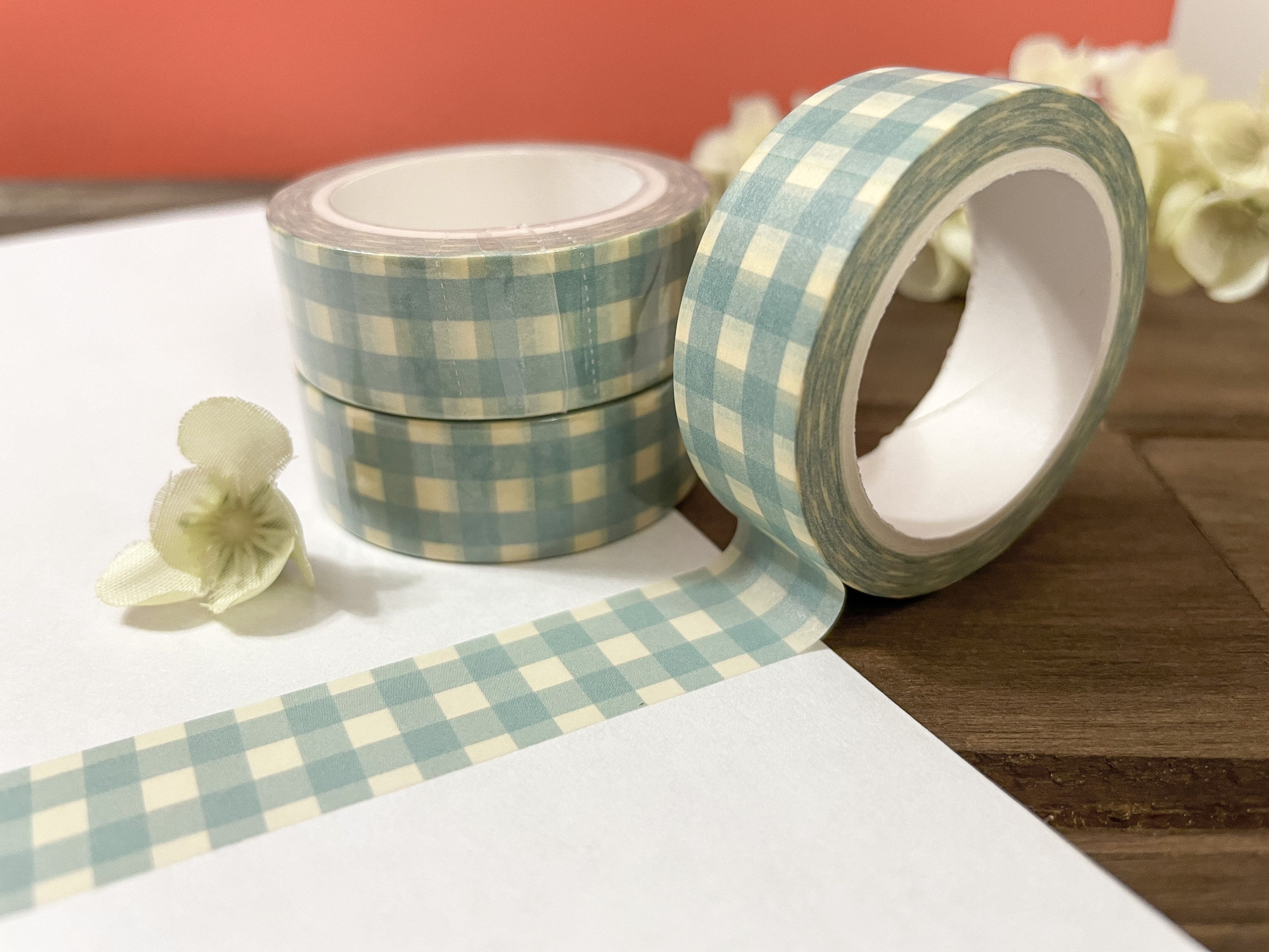 Gingham Polka Dot Decorative Masking Washi Tape - Blue - D — Stationery Pal