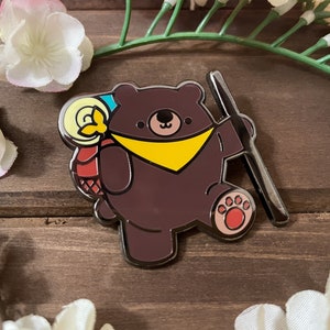 B Grade Camping Bear Pin Red Edition | Cute Bear Enamel Pin | Camping Enamel Pin | Explorer Pin | Cottagecore Enamel Pin | Bear Enamel Pin