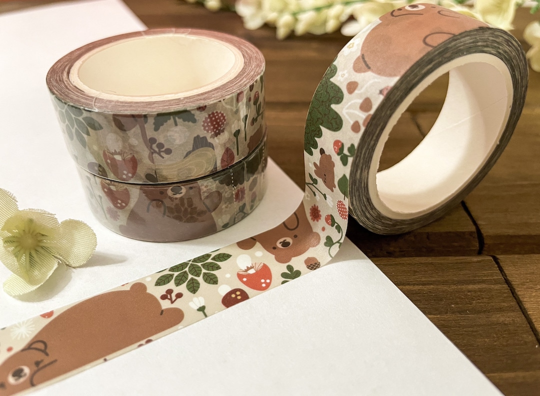 Bear and Mushroom Washi Tape Cute Washi Tape Autumn Washi Etsy Canada