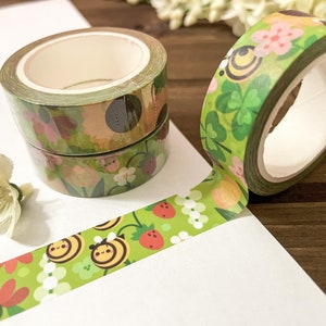 Honey and Clover Washi Tape | Spring Washi Tape | Scrapbooking Tape | Bee and Flower Washi Tape | Floral Washi Tape