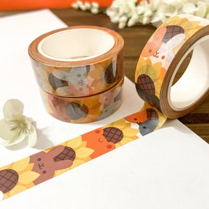 Sunflower Animal Washi Tape | Cute Washi Tape | Floral Washi Tape | Cute Sunflower Scrapbooking Tape