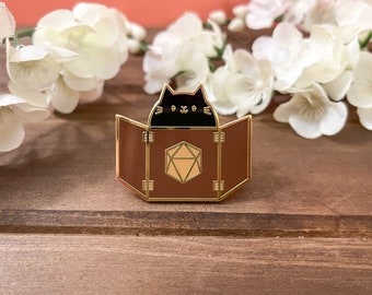 Dungeon Meowster DnD Enamel Pin | DM Pin | Dungeon Master Enamel Pin | Dungeons and Dragons Inspired Pin | Black Cat Pin | Gift