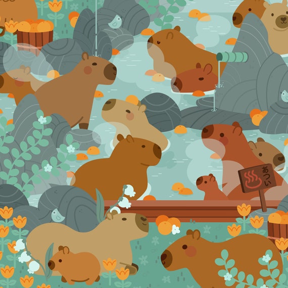 Capybara Square Print Capybara Wall Art Cute Capybara Etsy