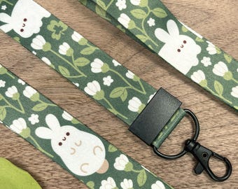 Bunny Lanyard | Cute Colorful Teacher Lanyard | Lily of the Valley Lanyard  | Lanyard for Keys | Nature Lanyard