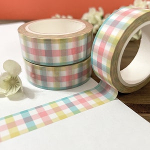 Washi adhésif vichy arc-en-ciel | Washi à carreaux | Adorable ruban adhésif en Washi | Scrapbooking mignon à la ferme