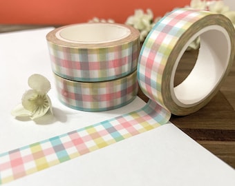 Rainbow Gingham Washi Tape | Plaid Washi Tape | Cute Washi Tape | Cute Farm Scrapbooking