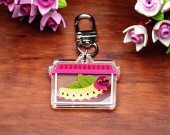Caterpillar Acrylic Charm | Acrylic Insect Keychain | Bug Keychain | Zipper Pull