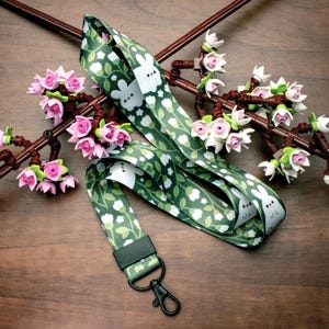 Bunny Lanyard | Cute Colorful Teacher Lanyard | Lily of the Valley Lanyard  | Lanyard for Keys | Nature Lanyard