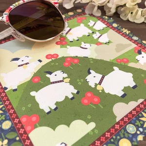 Mountain Goat Microfiber Cloth | Goat Cleaning Cloth | Folk Art Glasses Cleaning Cloth | Cute Microfiber Cloth