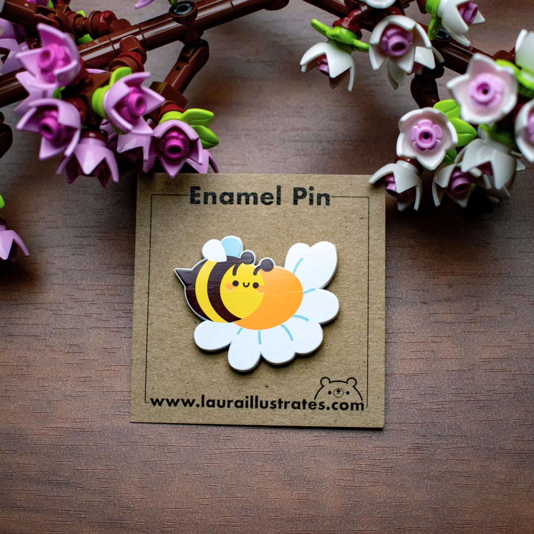 Bee Enamel Pin | Flower Enamel Pin | Cute Bumble Bee Enamel Pin | Cute ...
