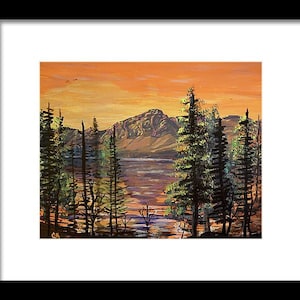 Medicine Bow Peak sunrise prints, Laramie Wyoming acrylic landscape painting, Rocky Mountains western art, Snowy Range lake painting prints