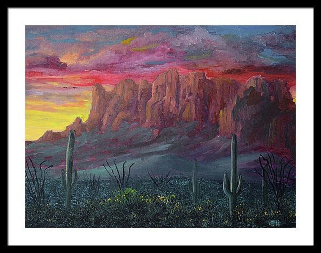 Southwestern Wall Art, Superstition Mountains Sunrise,arizona Home