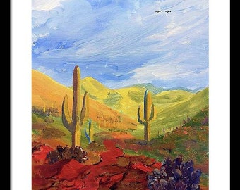 Tucson Mountains Wall Art, Hidden Canyon Sunset, Starr Pass Print, Tucson Hiking Trail Painting, Sonoran Desert Landscape Print, Arizona Art