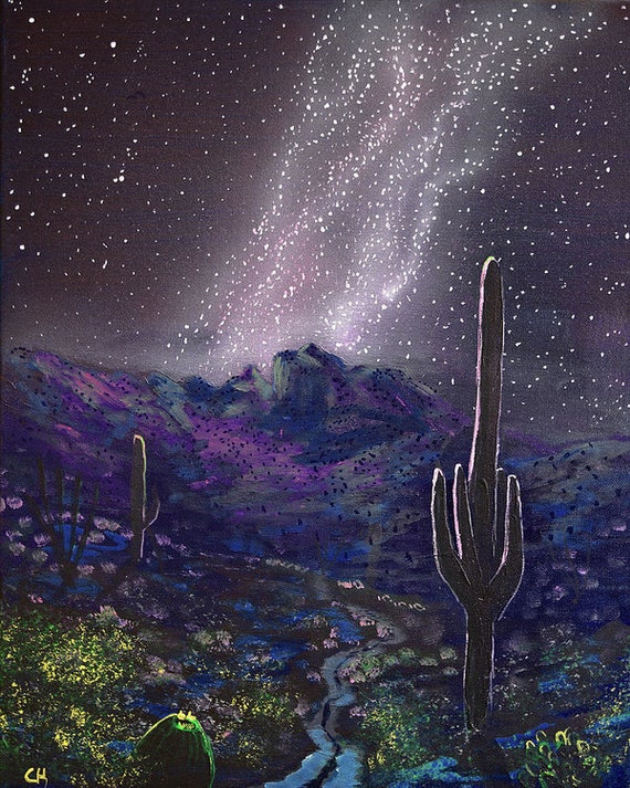 Starry Night Sky Print, Tucson AZ, Arizona Landscape, Sabino