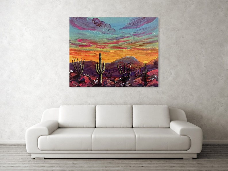 Oro Valley Sunrise Print, Tucson Wall Art, Arizona Original Painting