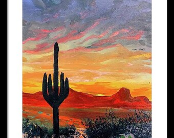 Tucson Wall Art, Twin Peaks Sunset, Marana AZ, Safford Peak Print