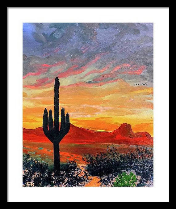 Tucson Wall Art, Twin Peaks Sunset, Marana AZ, Safford Peak Print