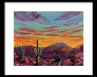 Oro Valley Sunrise Print, Tucson Wall Art, Arizona Original Painting Print, Giclee Reproduction, Southwestern Art Wall Decor, Mount Lemmon