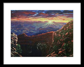 Grand Canyon Print, Arizona Sunrise, Art Print,  Grand Canyon Painting, Arizona Wall Decor, Southwest Art, Mather Point, Art Print, Vishnu
