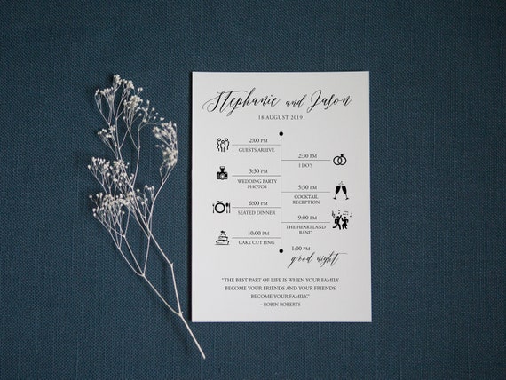 Wedding Program Template Wedding Timeline Program Printable Etsy