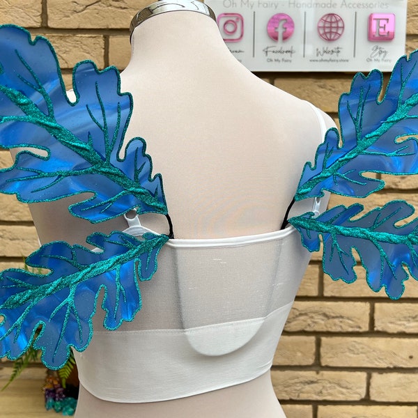 Blue Oak Leaf Woodland Fairy Wings, Pixie Wings, Cosplay Accessory, Fantasy Fairy Cosplay Wings, Photography WIngs,