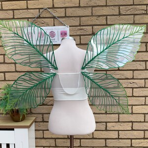 Green Woodland Fairy Leaf Costume Wings, Two Sided Hand Painted Glitter,  Photography Prop, Fairy Wings, Adult Pixie Wings, Cosplay Wings