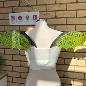 Green Demon or Devil Costume Wings, Cosplay Wings, Pixie Dark Fae Wings, Dragon Wings