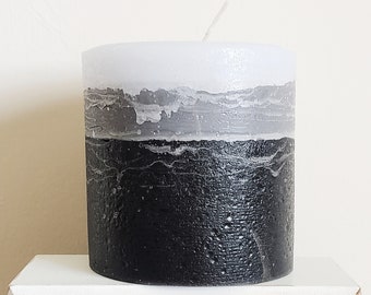 White Gray Black Decorative Pillar Candle