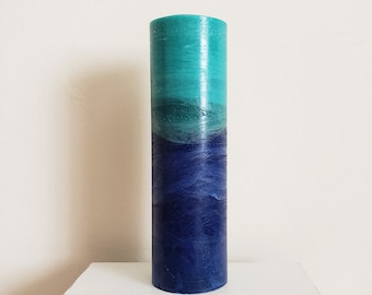 Turquoise Teal Blue Beach Pillar Candle