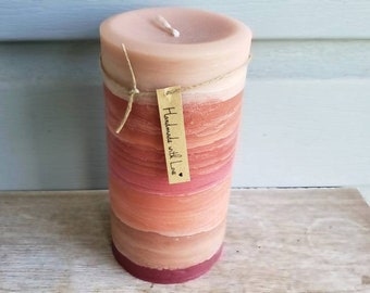 70hr ROSES /& PATCHOULI Natural Triple Scented PREMIUM OVAL PILLAR CANDLE Gifts