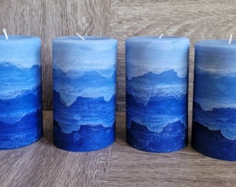 Blue Ombre Navy Handcrafted Pillar Candle