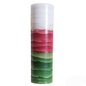 White Red Green Christmas Holiday Winter Pillar Candle