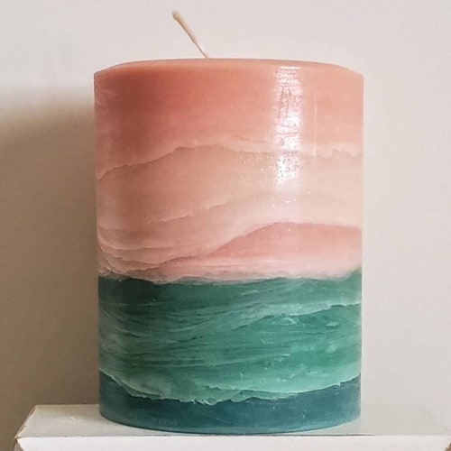 Light Peach Large Rustic Unscented Pillar Candle Choose Size Etsy