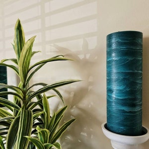 Aqua Turquoise Blue Handcrafted Beach Pillar Candle l Handcrafted Decorative Beach Pillar Candle For Decor or Gifts