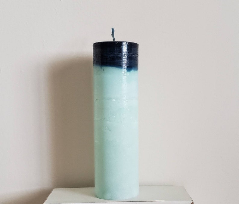 Seafoam Green and Dark Teal Beach Pillar Candle Etsy