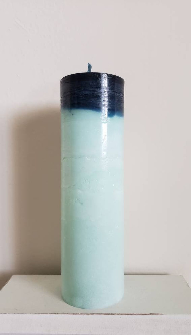 Seafoam Green and Dark Teal Beach Pillar Candle Etsy