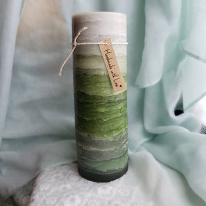 Ivory Gray Green Pillar Candle l Hunter Green Grass Green Emerald Dark Green Forest Green Olive Green l Decorative Paraffin Pillar Candle